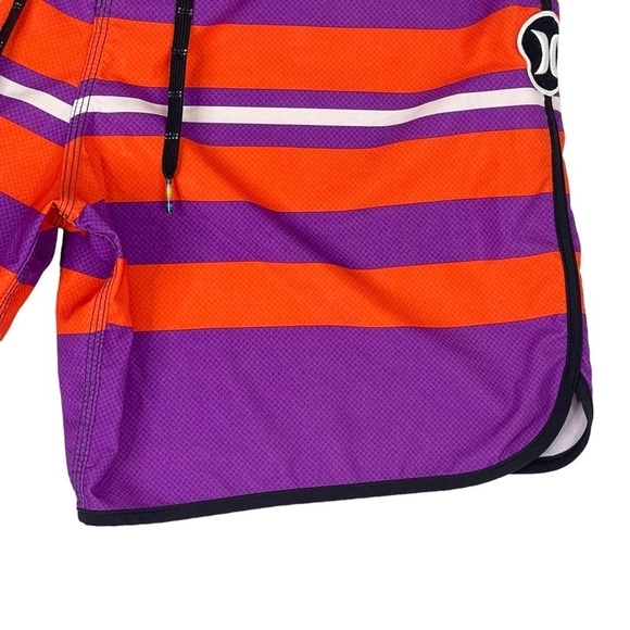 Hurley Phantom Boardshorts Mens 36 Logo Patch Red Purple Bright Striped Swim - Picture 5 of 11